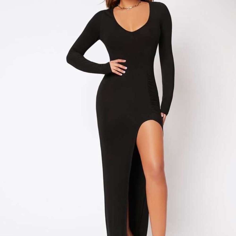 SHEIN Black Long Sleeve Maxi Dress